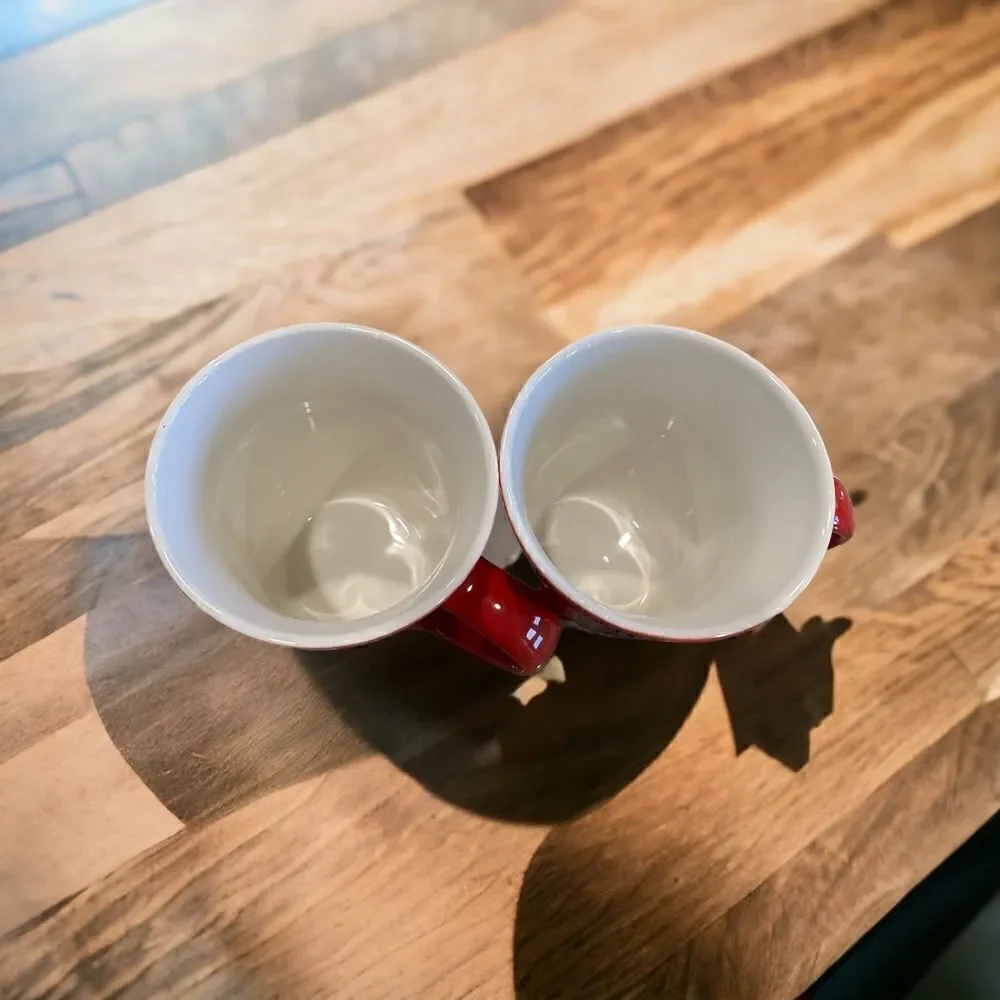STARBUCKS Red Porcelain Holiday Mug Christmas Fa la la 10oz EUC 2020 set of 2